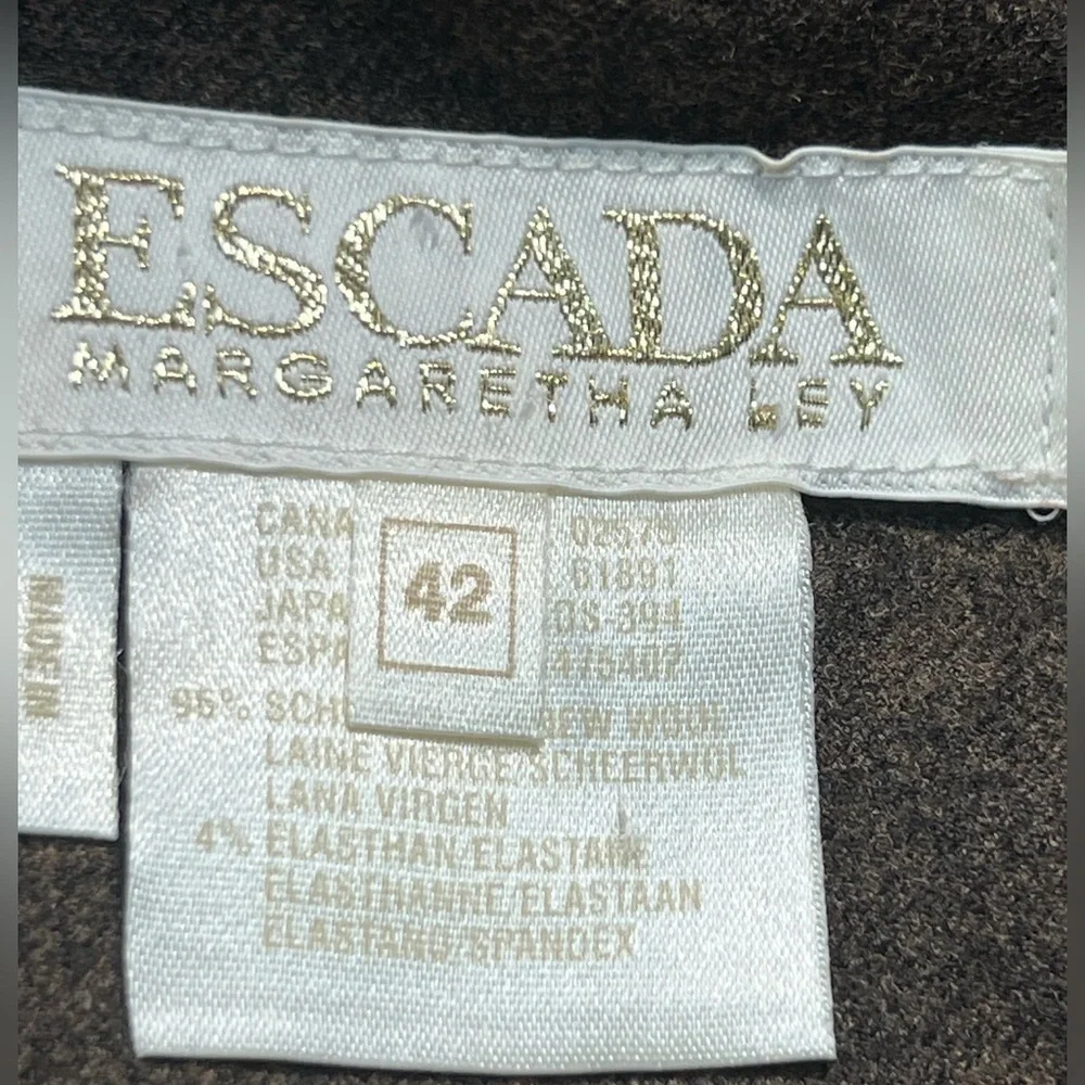 Escada Margaretha Ley Dark Brown Virgin Wool Vintage Jacket Womens size 42 - Picture 6 of 8